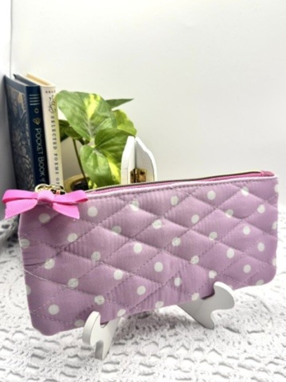 Pink polka dot pouch